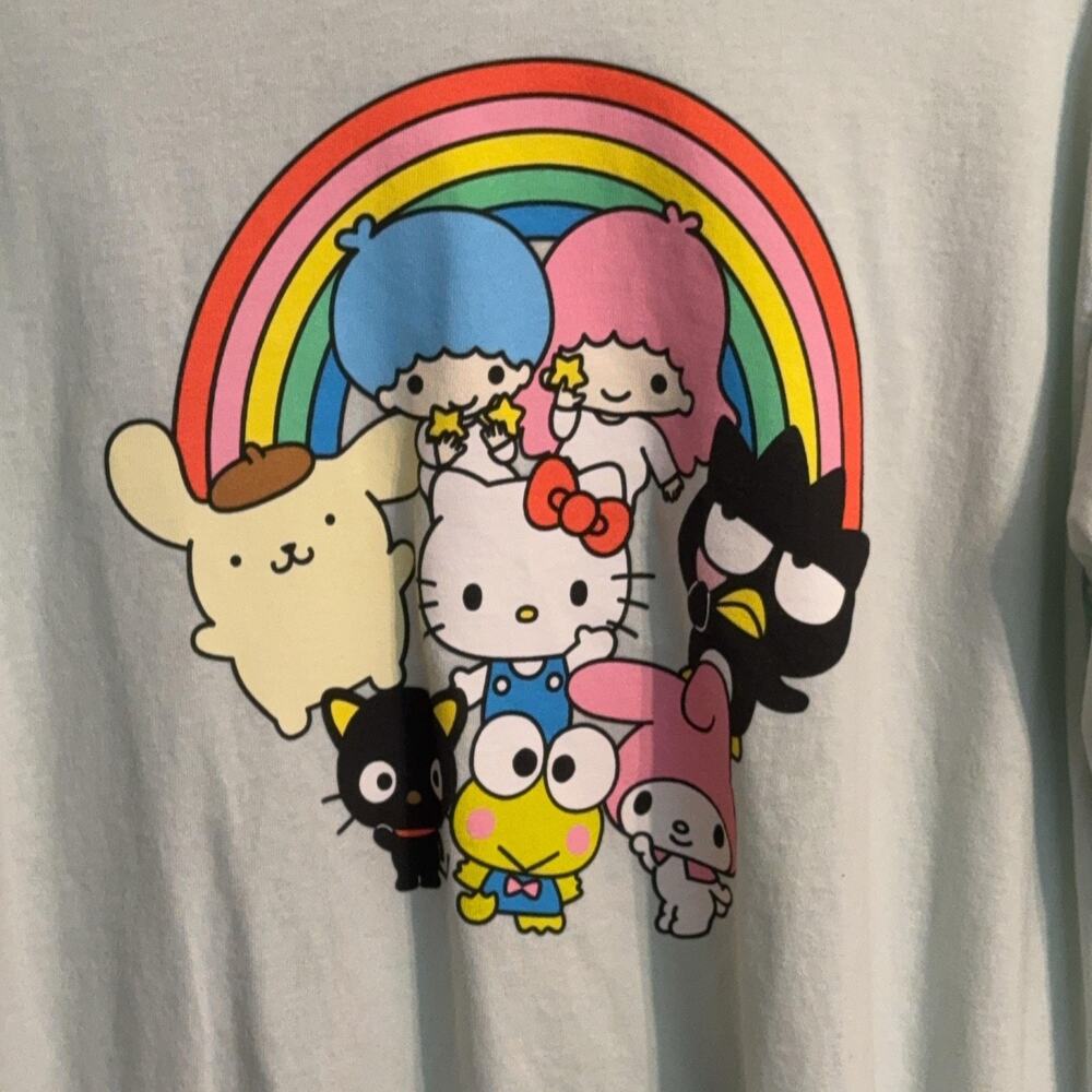 Forever 21 T Shirt Sz S/M Green Hello Kitty Friends Rainbow Long Sleeve Sanrio - Picture 2 of 8